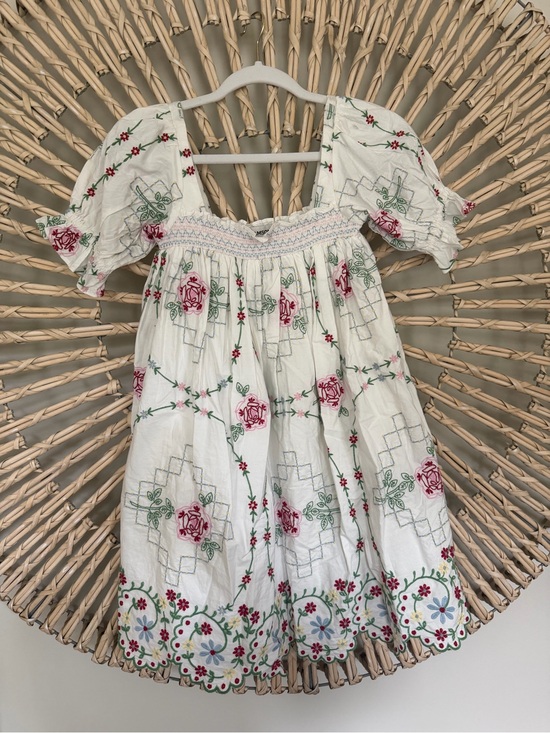 Damson Madder Dresses & Skirts - Damson Madder Lulu Embroidered Mini Dress featuring all-over rose embroidery